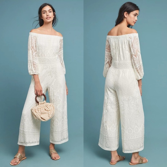 Farm Rio Elliot Lace Off The Shoulder Jumpsuit XS - Picture 1 of 15